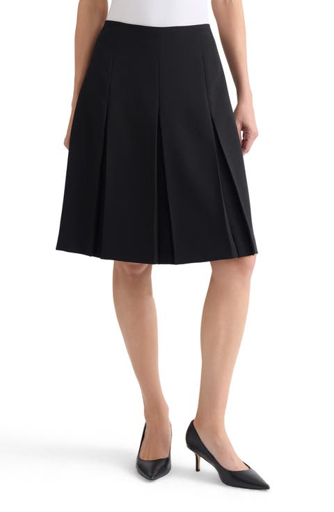 Pleated Stretch Crepe Skirt