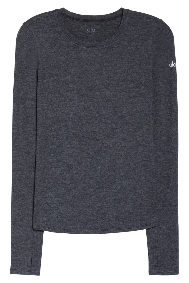 Finesse Long Sleeve Top, Alternate, color, DARK HEATHER GREY