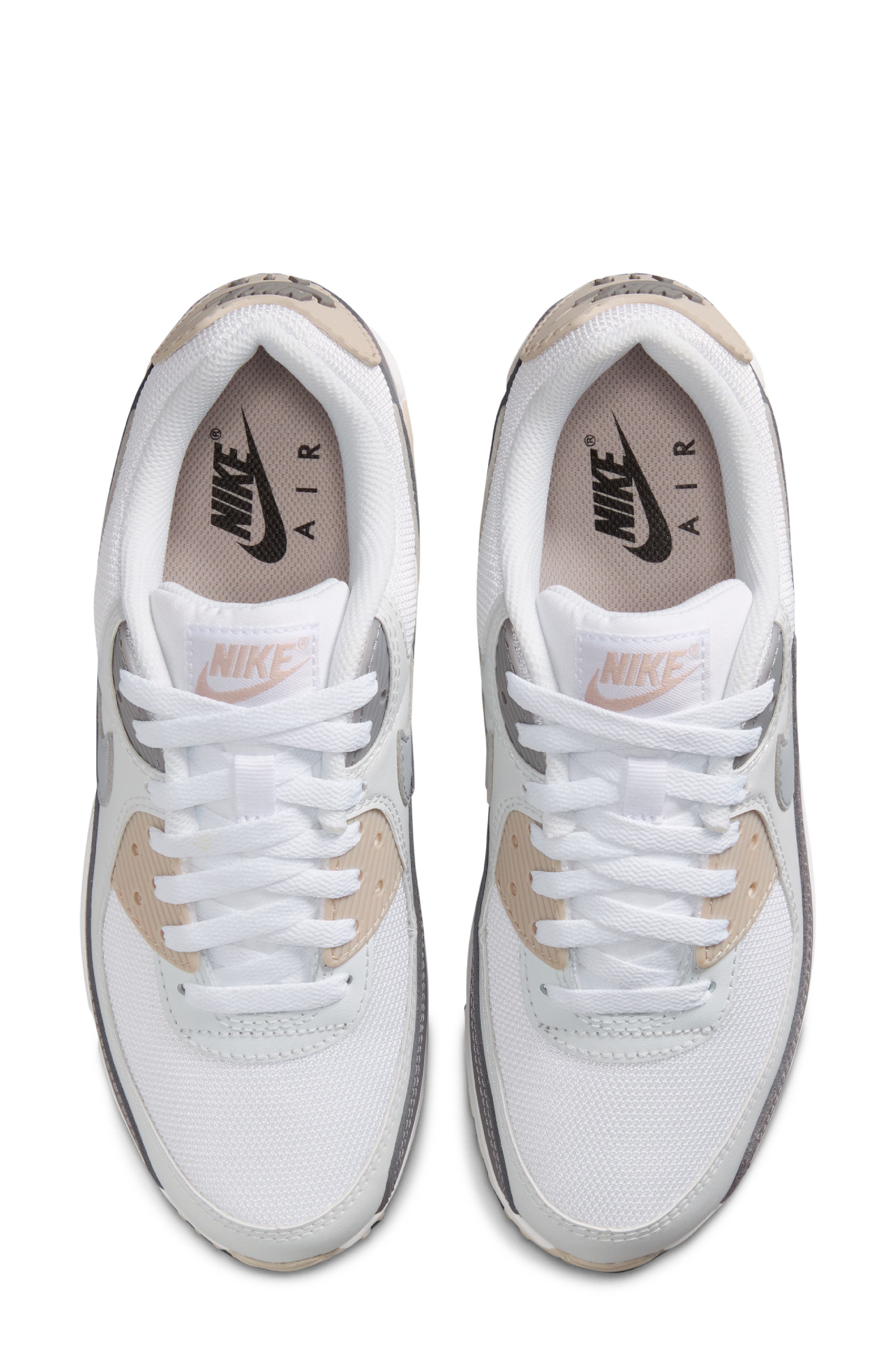 Air Max 90 Sneaker, Alternate, color, CREAM WHITE/ WOLF GREY