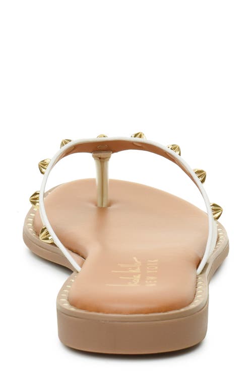 Nicole Miller Studded Thong Sandal In Cream