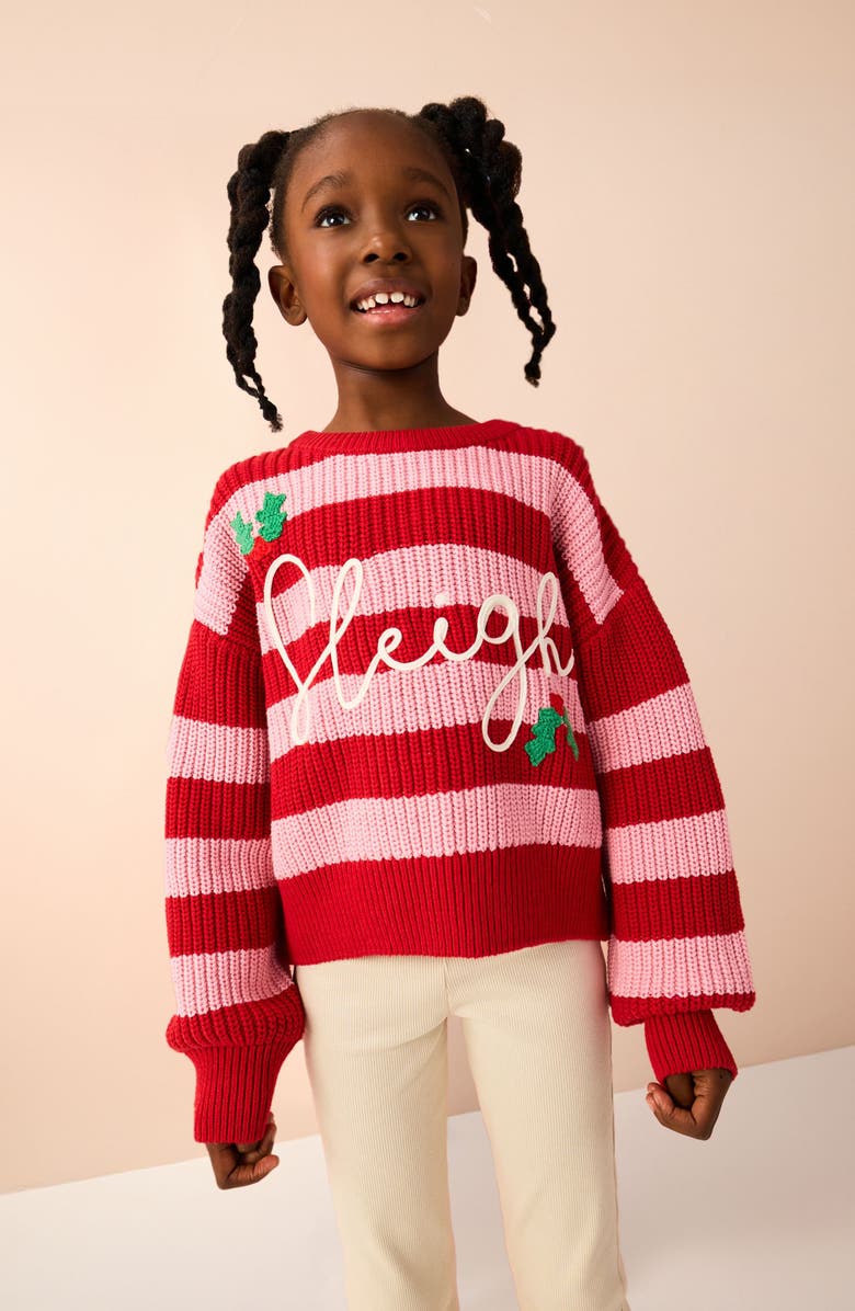 NEXT Kids' Stripe Holiday Graphic Sweater, Alternate, color,