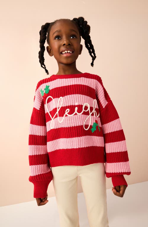 Next Kids' Stripe Holiday Graphic Sweater In Animal Print