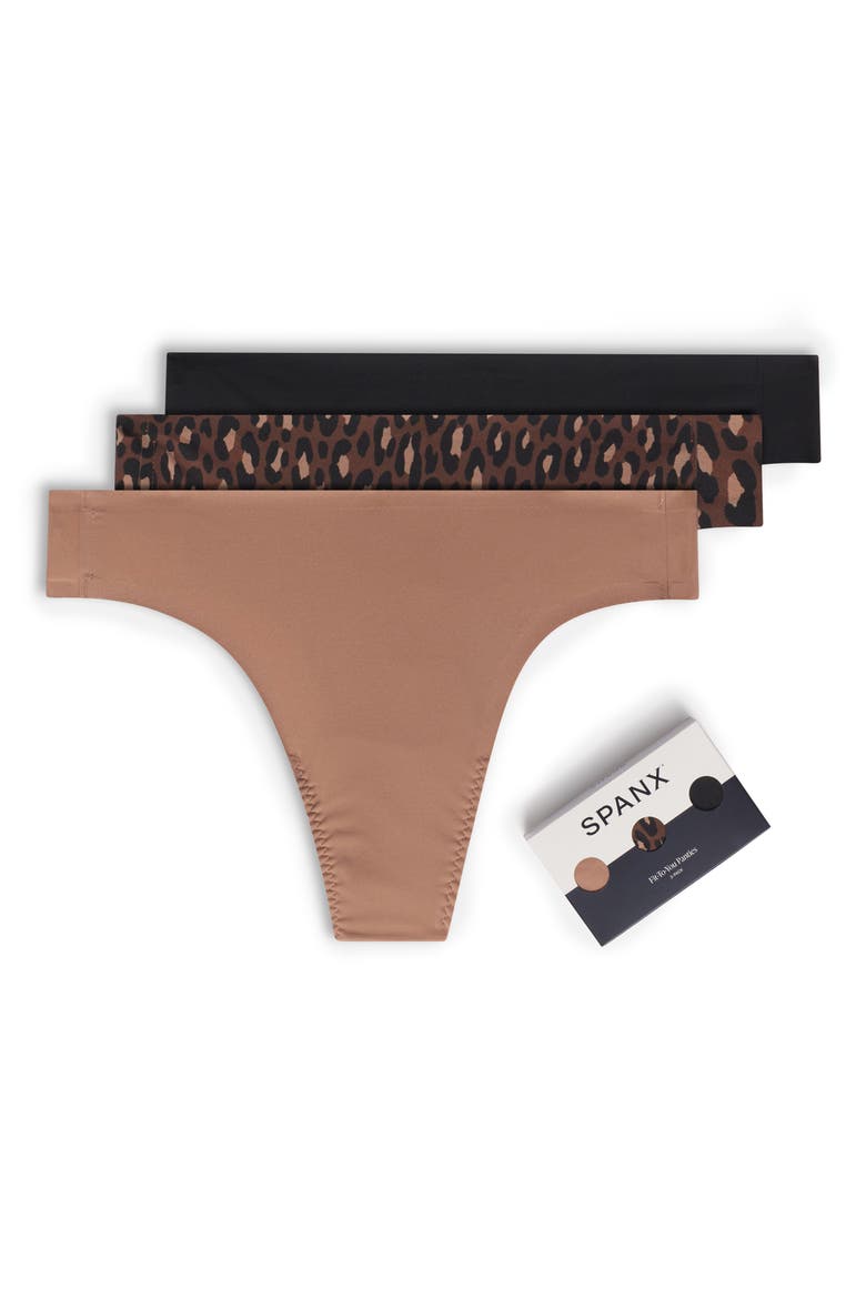 Fit-to-You Assorted 3-Pack Thongs, Alternate, color, CAFE AU LAIT/ LEOPARD/ BLACK