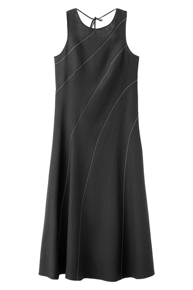 Sleeveless Linen Blend Dress, Main, color, BLACK