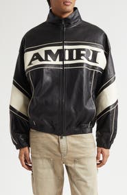 AMIRI Sport Logo Lambskin Leather Jacket