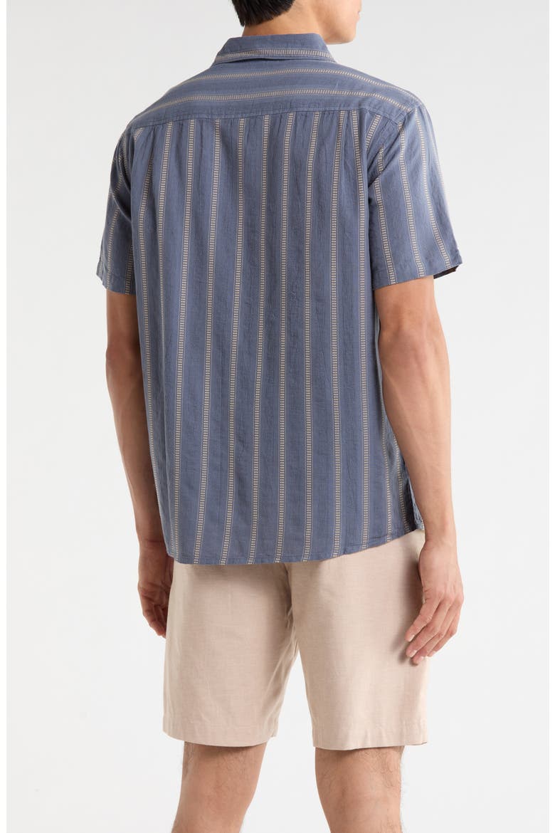 Crosswinds Short Sleeve Cotton Blend Dobby Button-Up Shirt, Alternate, color, NEPTUNE