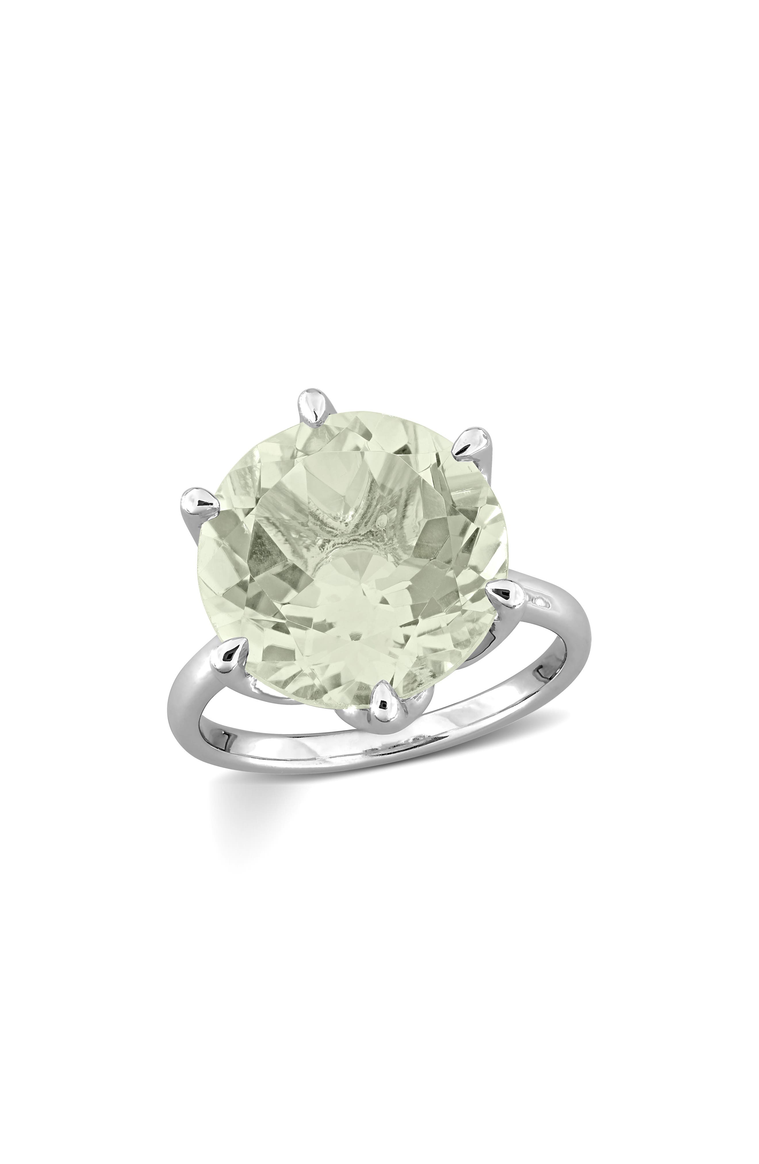 Sterling Silver Green Quartz Solitaire Ring
