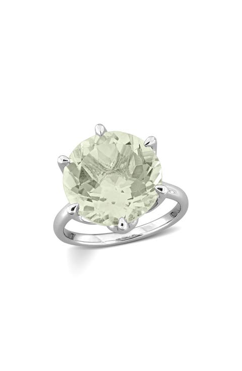 Sterling Silver Green Quartz Solitaire Ring