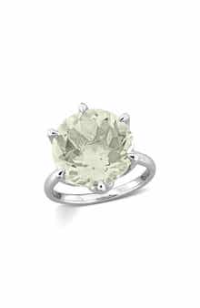 Sterling Silver Green Quartz Solitaire Ring