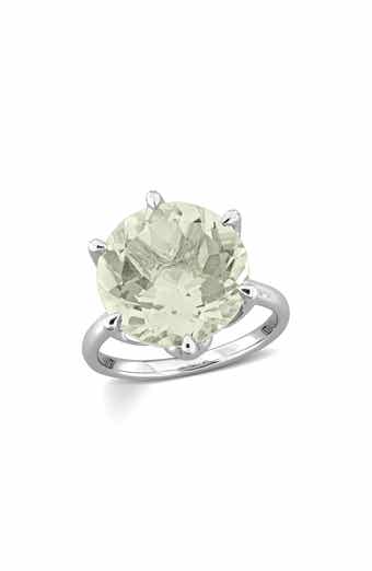 Sterling Silver Green Quartz Solitaire Ring