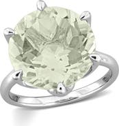 DELMAR Sterling Silver Green Quartz Solitaire Ring