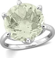 DELMAR Sterling Silver Green Quartz Solitaire Ring