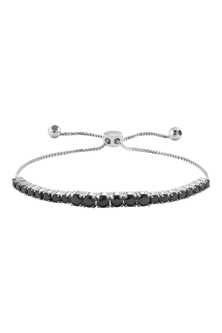 Sterling Silver Black Spinel Slider Bracelet, Main, color, SILVER