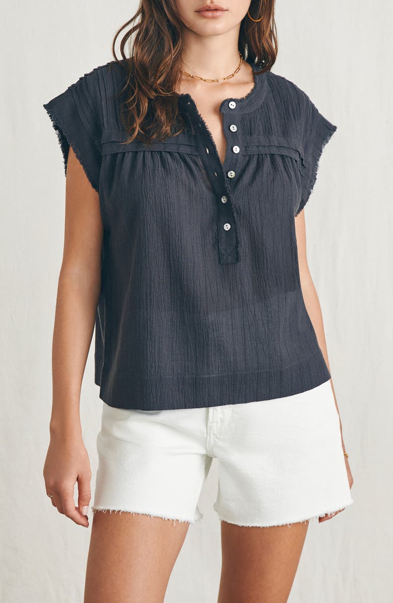 Faherty Ellsworth Pintuck Fringe Edge Top, Main, color,