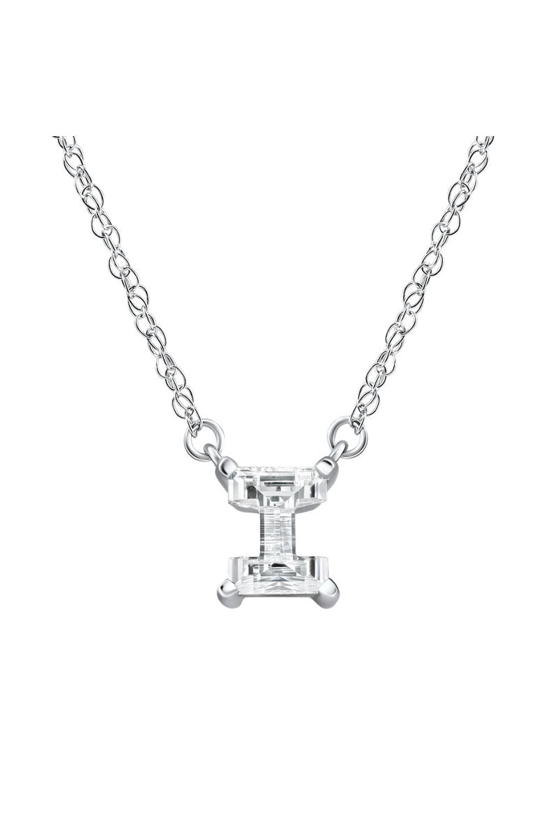 Diamond "I" Initial Pendant 18" Necklace 14K Gold Lab Grown, Main, color, 14k White Gold