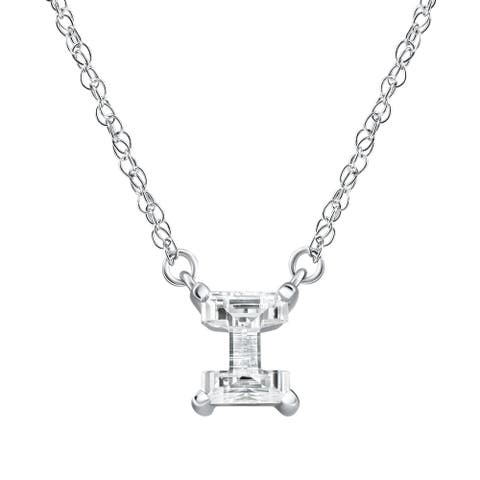 Diamond "I" Initial Pendant 18" Necklace 14K Gold Lab Grown