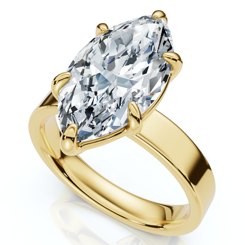 Certified 2Ct Marquise Cut Flat Cigar Band Engagement Ring 14k Gold Lab Grown
