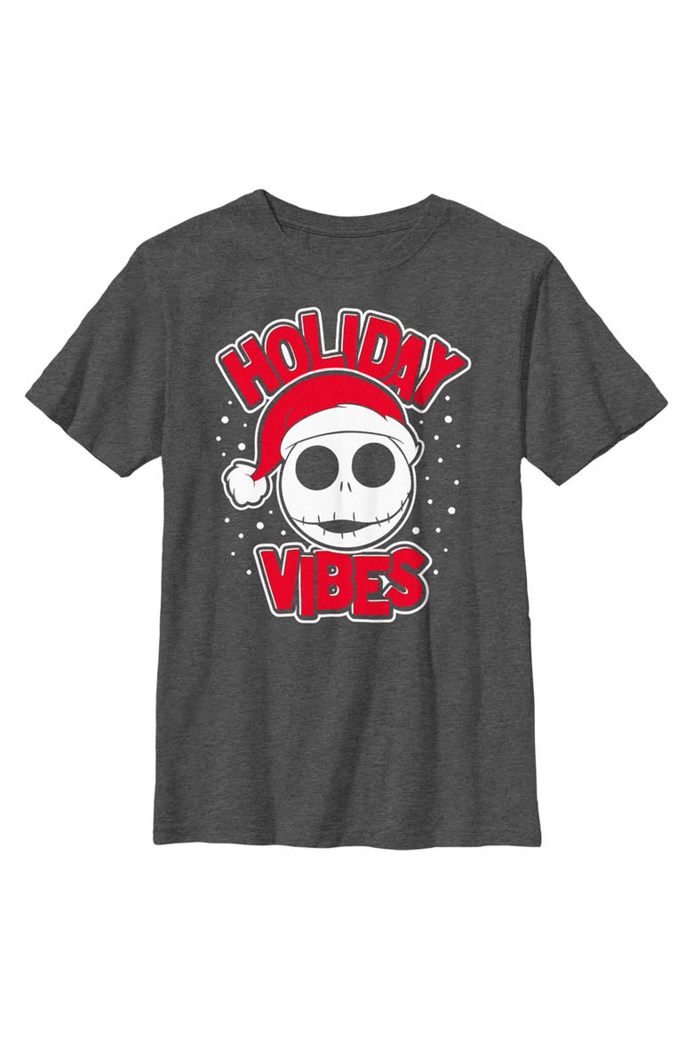 Boy's The Nightmare Before Christmas Holiday Vibes Jack Skellington Graphic Tee, Main, color, Charcoal Heather