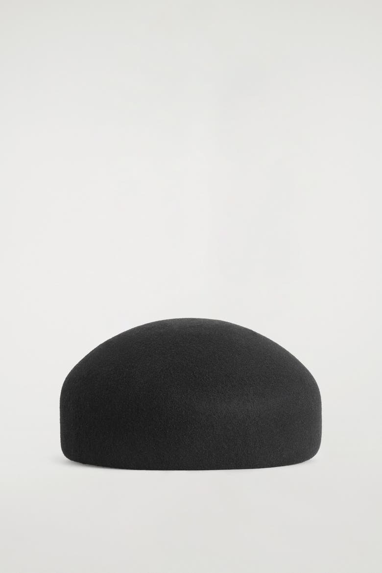 Sculpted Wool Beret, Main, color, BLACK