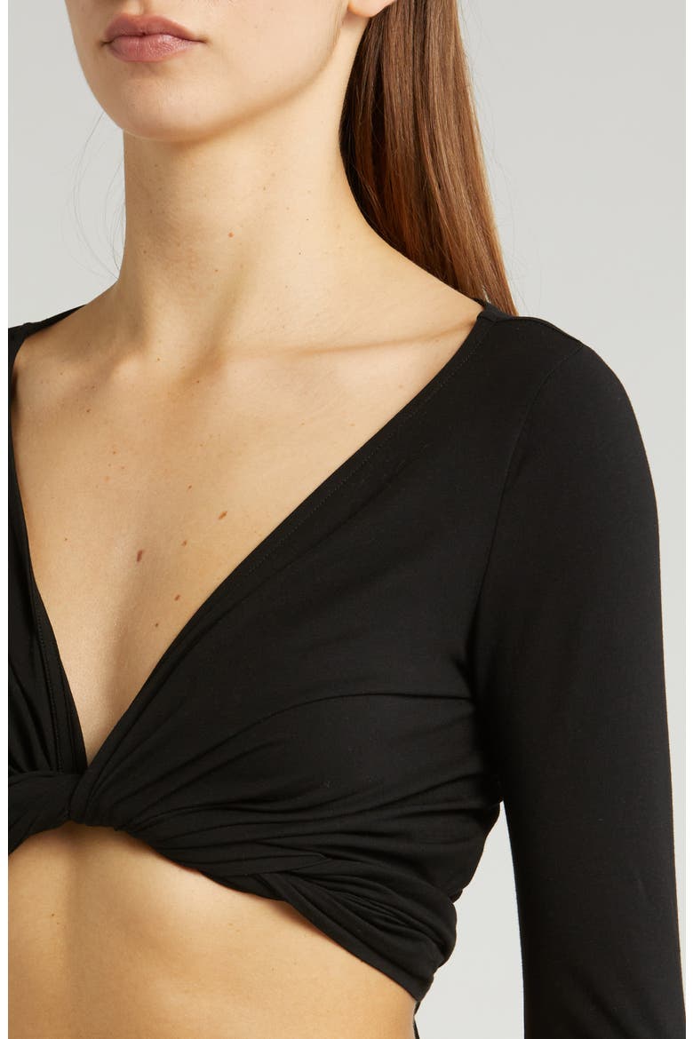 Wrap Tie Stretch Organic Cotton Top, Alternate, color, BLACK