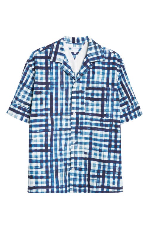 Bottega Veneta Printed Check Bowling Shirt In Chalk/eclipse