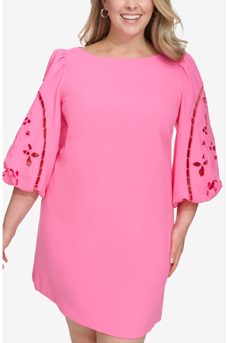 Signature Eyelet Embroidered Shift Dress, Alternate, color, LIPSTICK PINK