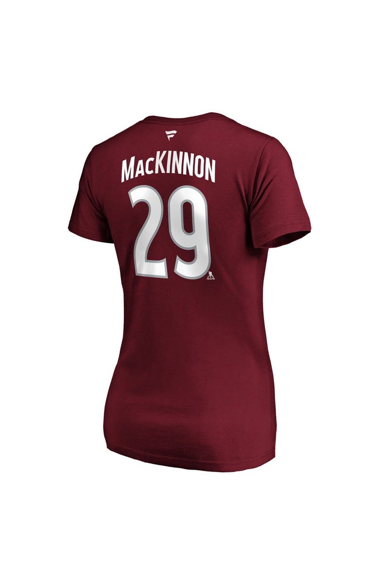 FANATICS Women's Fanatics Branded Nathan MacKinnon Burgundy Colorado Avalanche Plus Size Name & Number V-Neck T-Shirt, Alternate, color, Burgundy