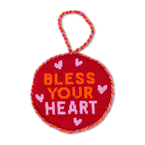Furbish Needlepoint Ornament In Red