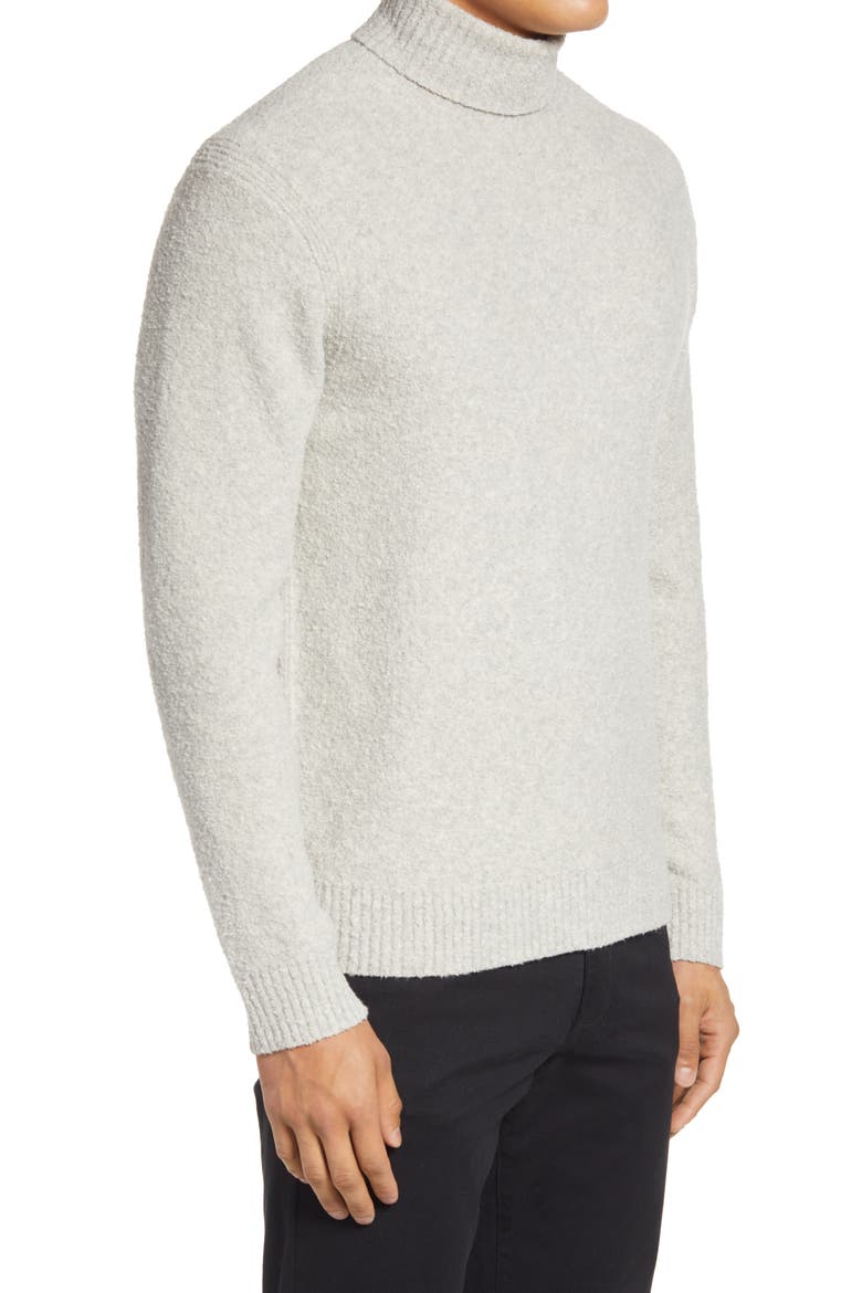 Bouclé Cotton Blend Turtleneck Sweater, Alternate, color, LIGHT HEATHER GREY