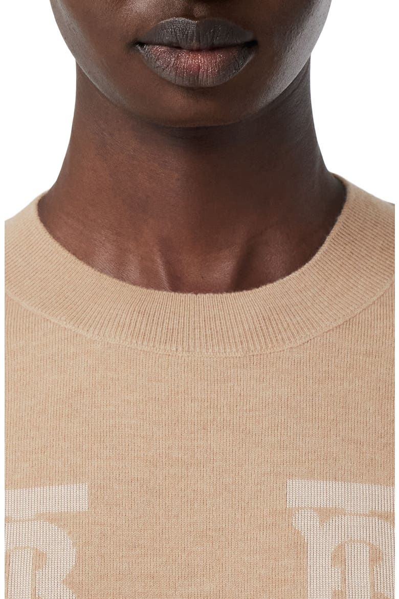Saskia TB Monogram Wool Blend Sweater, Alternate, color, LIGHT CAMEL