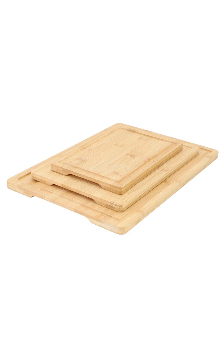 3 Piece Wood Cutting, Prep and Serving Boards, Alternate, color, Bamboo