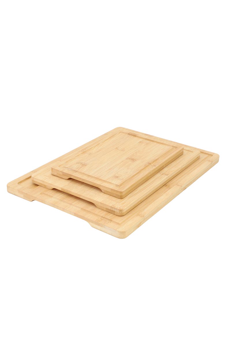 Megachef 3 Piece Wood Cutting, Prep and Serving Boards, Alternate, color, Bamboo