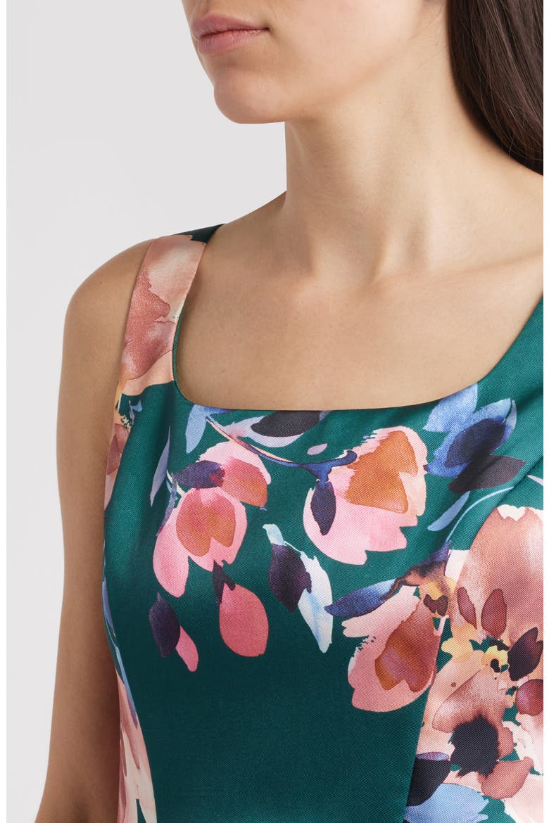 Pleated Fit & Flare Sleeveless Cocktail Midi Dress, Alternate, color, GREEN MULTI