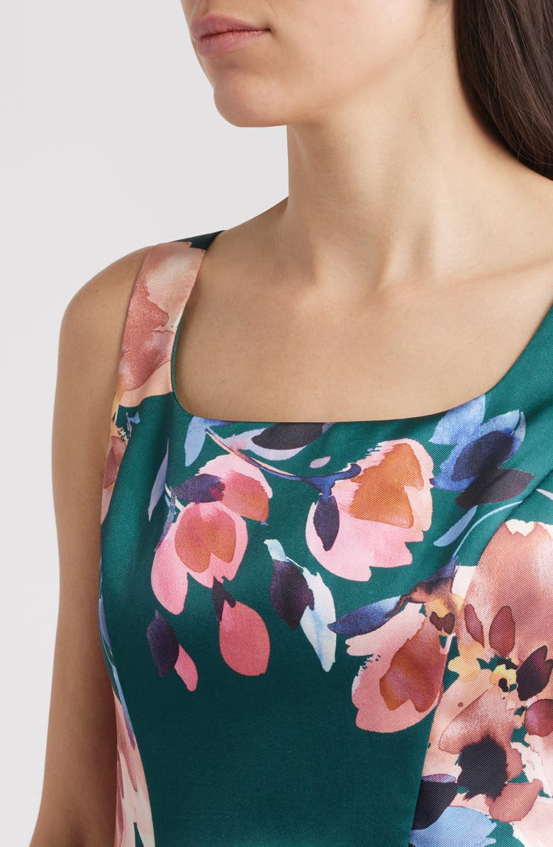 Julia Jordan Pleated Fit & Flare Sleeveless Cocktail Midi Dress, Alternate, color, Green Multi