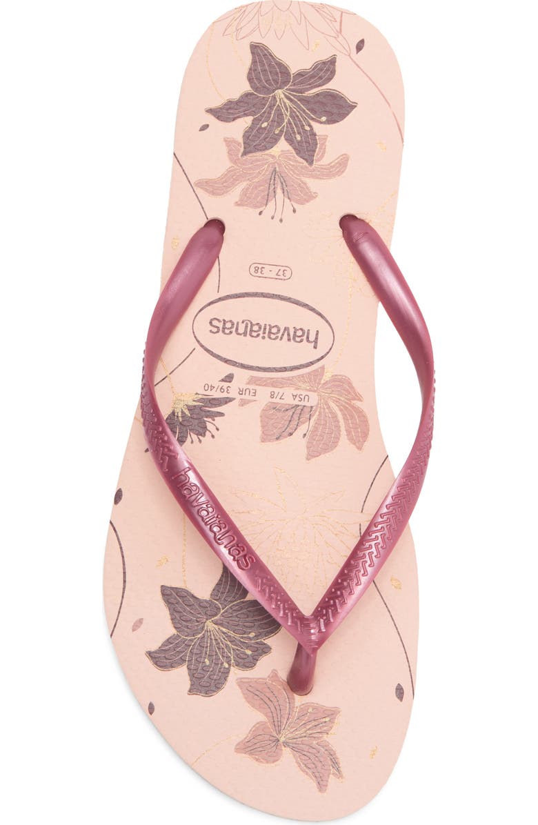 Havaianas Slim Flip Flop, Alternate, color, Ballet Rose/Golden