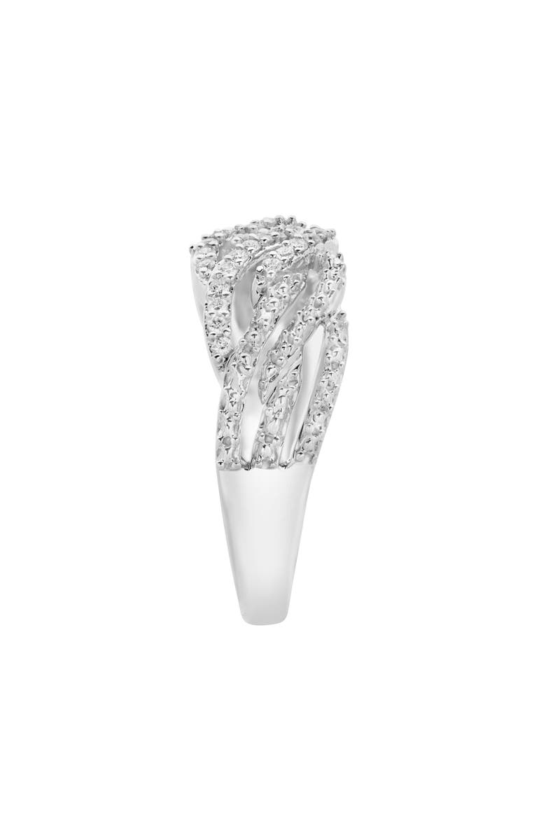 Amika 14K Gold Round Diamond Studded Woven Band Ring - 0.2cts, Alternate, color, 14K White Gold