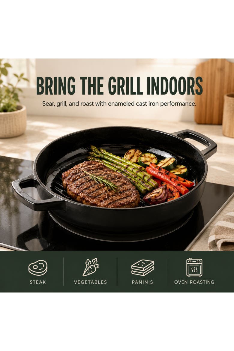 Nori Cast Iron Grill Pan, 11", Alternate, color, Black