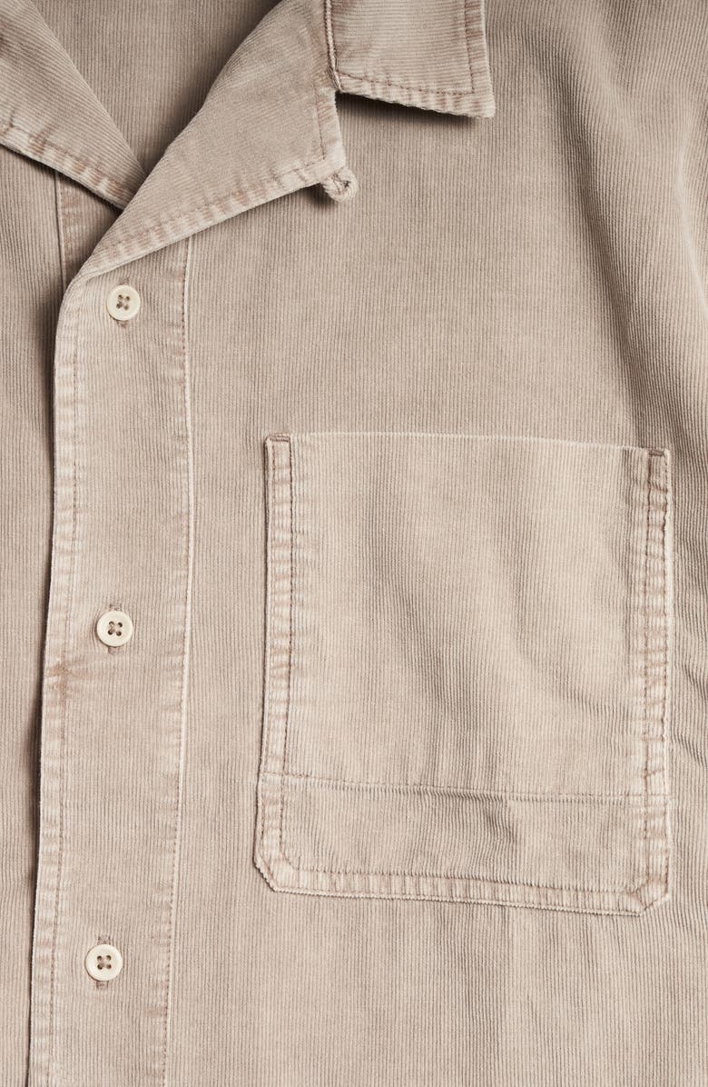 Rowan Zion Cotton Corduroy Short Sleeve Button-Up Shirt, Alternate, color, Stone