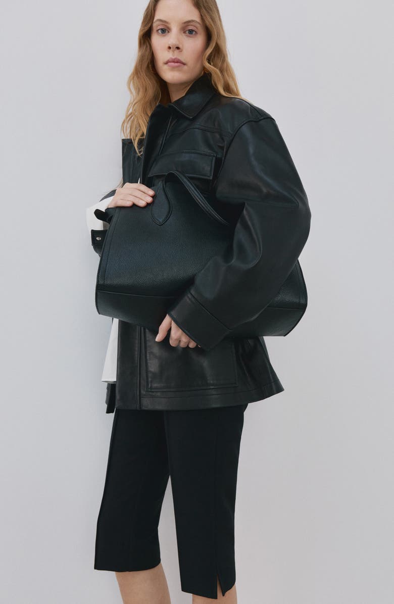 MANGO Biker Crop Leggings, Alternate, color, Black