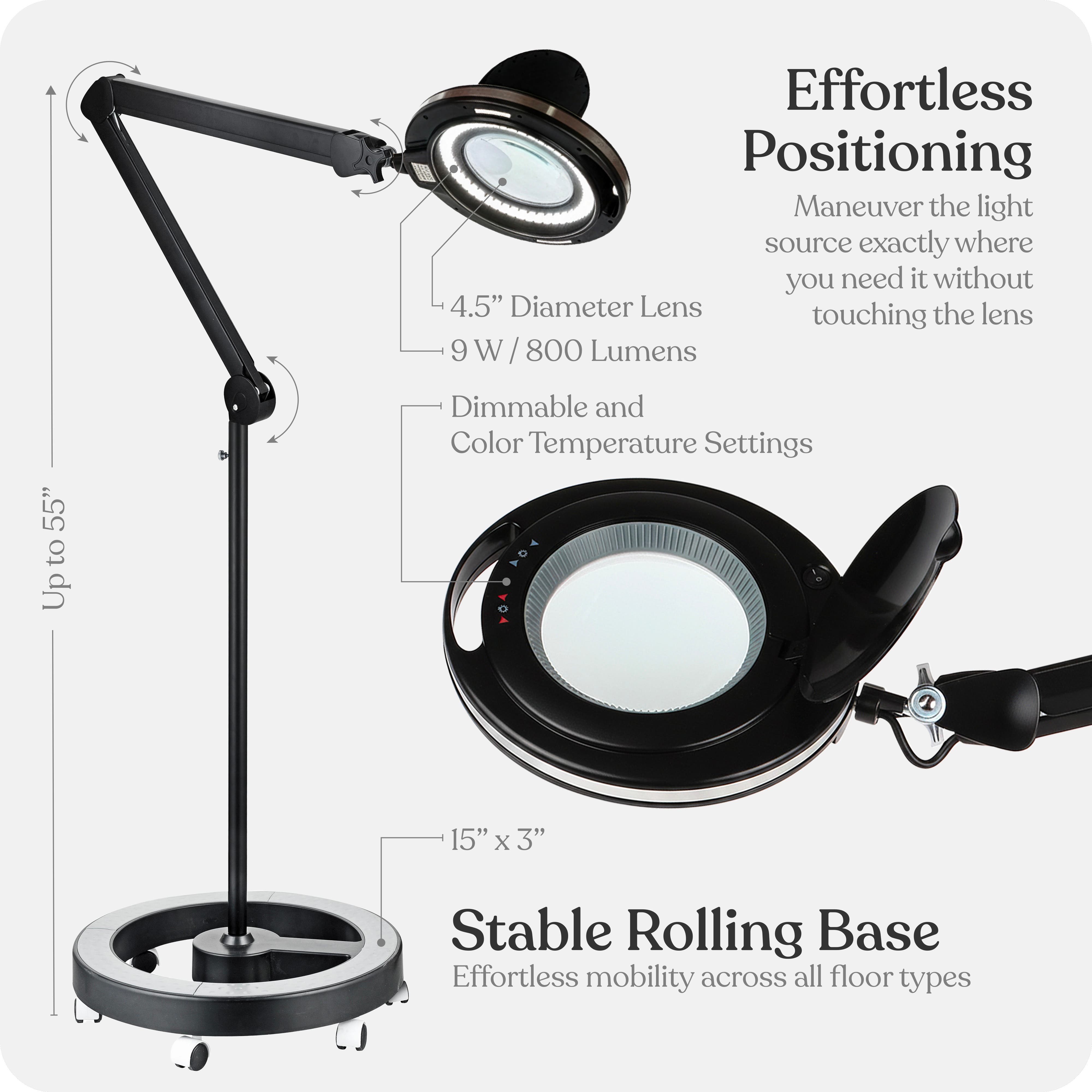 Brightech Lightview Pro 55 in. Black Industrial 1-Light 3-Way
