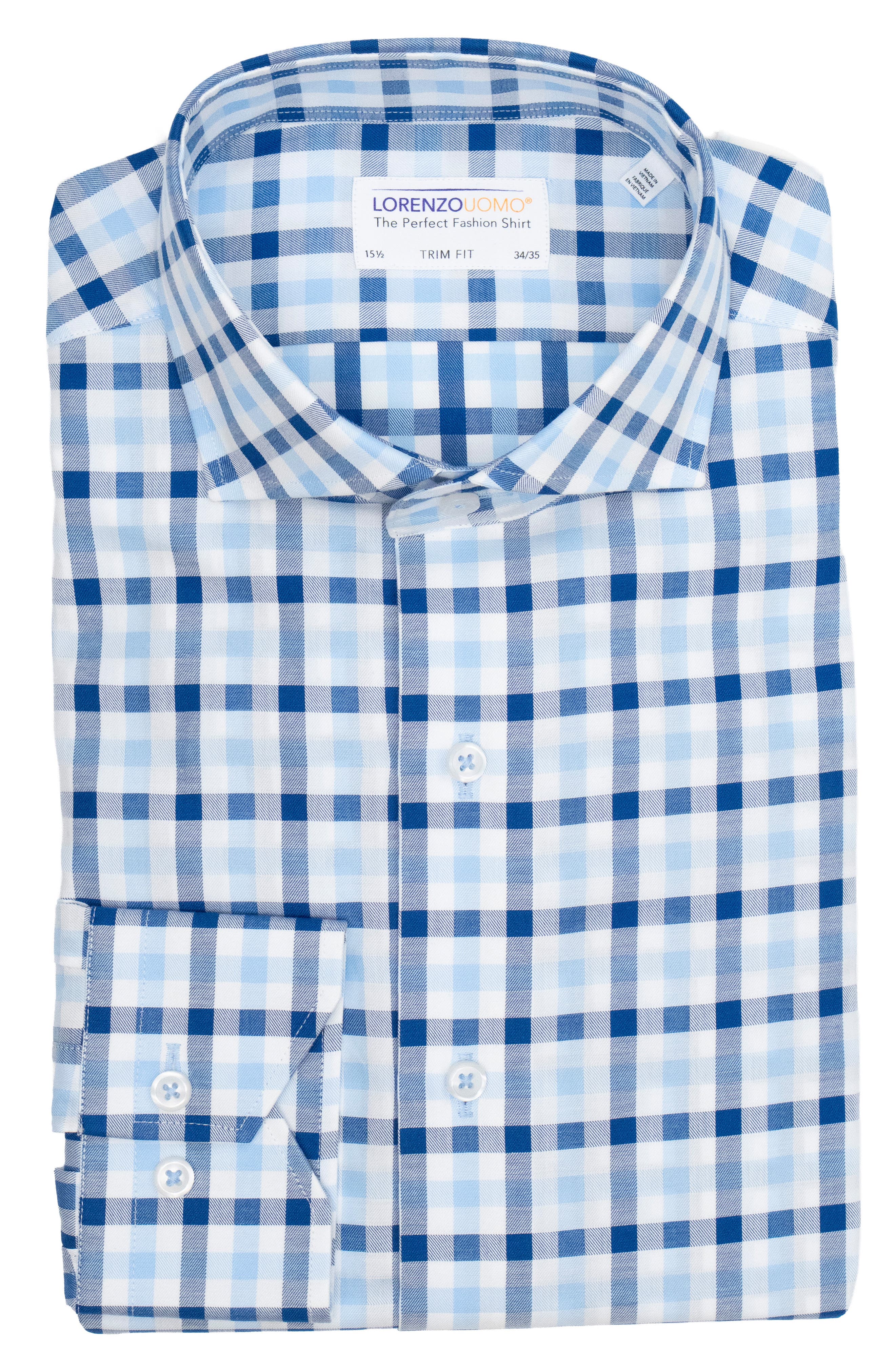 Trim Fit Textured Gingham Dress Shirt