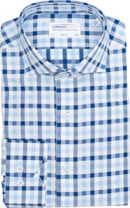 Lorenzo Uomo Trim Fit Textured Gingham Dress Shirt