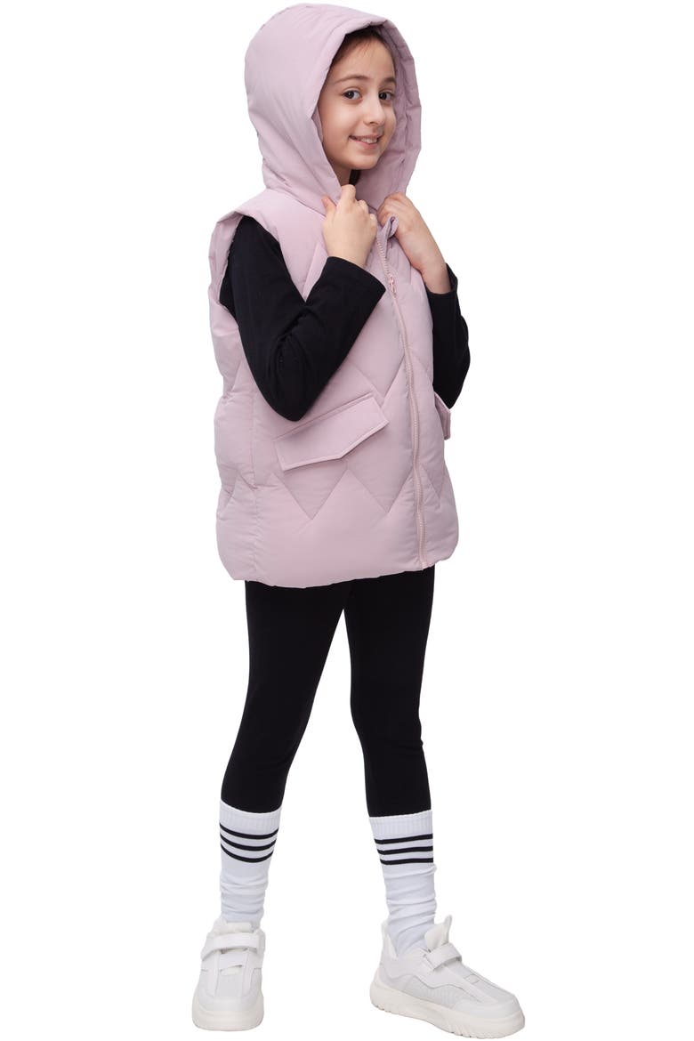 Kids' Hooded Puffer Vest, Alternate, color, Pink