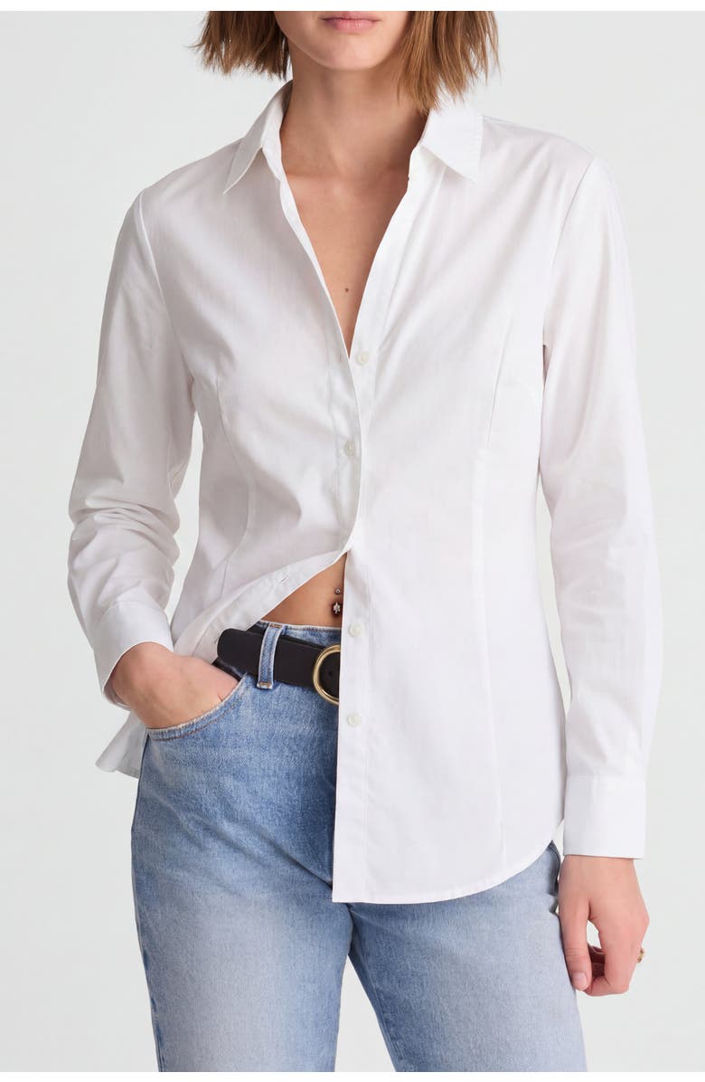 Solomon & Sage Women's Long Sleeve Cotton Button-up Shirt, Main, color, White