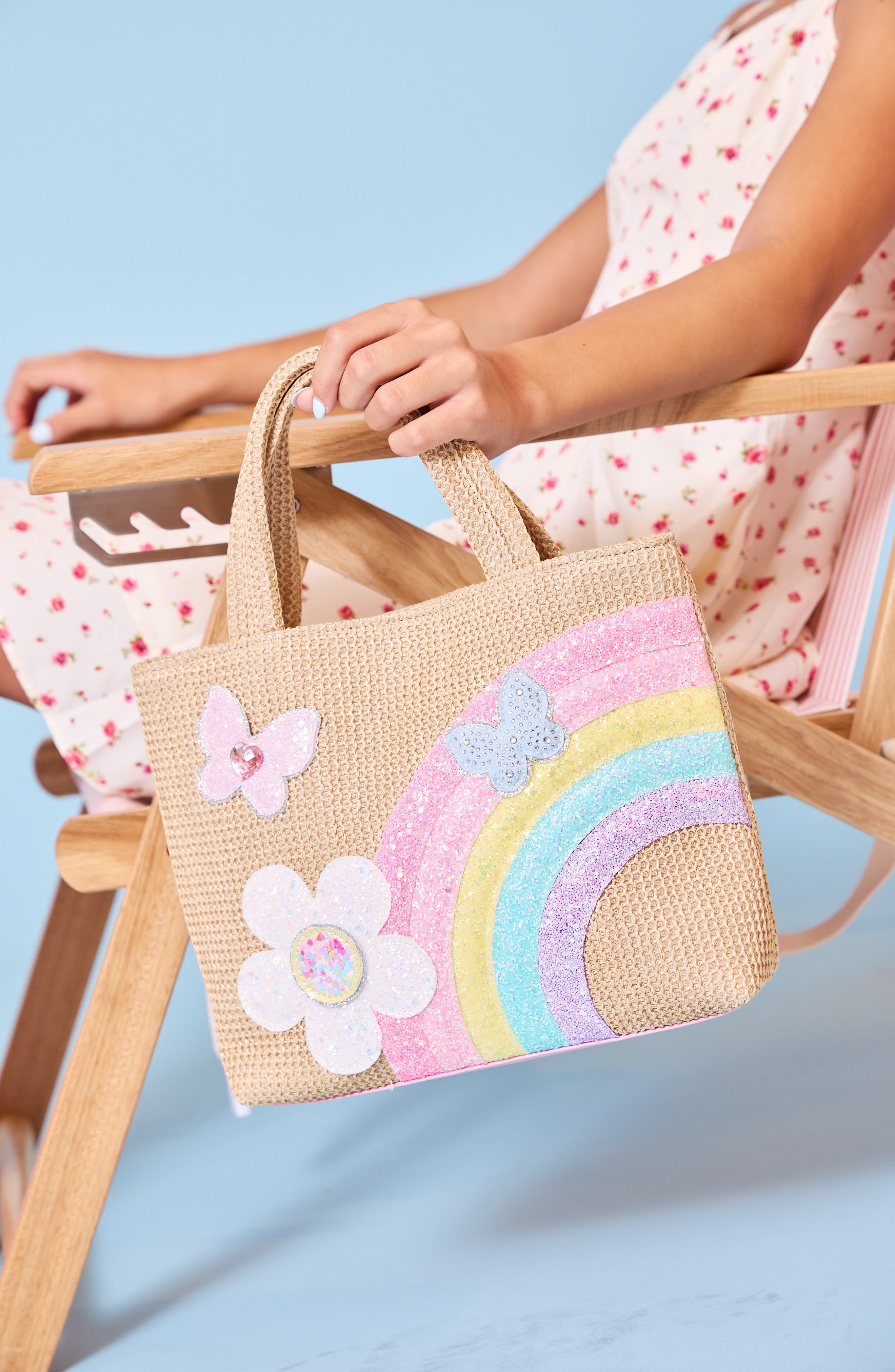 OMG Accessories Kids' Daisy Straw Tote Bag, Alternate, color, 