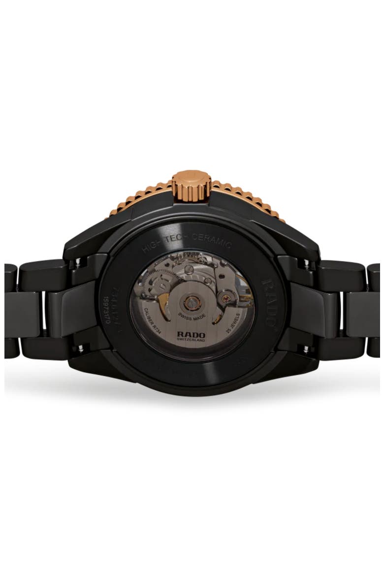 Captain Cook High Tech Ceramic Automatic Bracelet Watch, 43mm, Alternate, color, ROSE GOLD/ BLACK