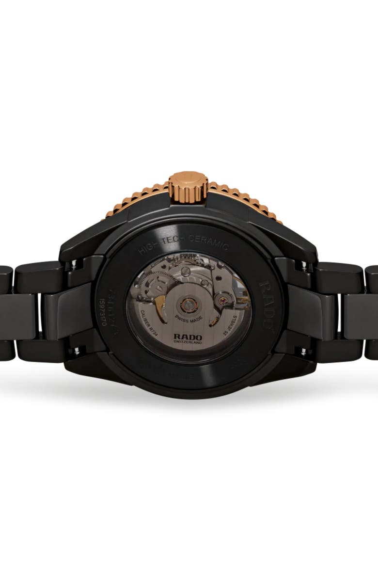 RADO Captain Cook High Tech Ceramic Automatic Bracelet Watch, 43mm, Alternate, color, Rose Gold/ Black