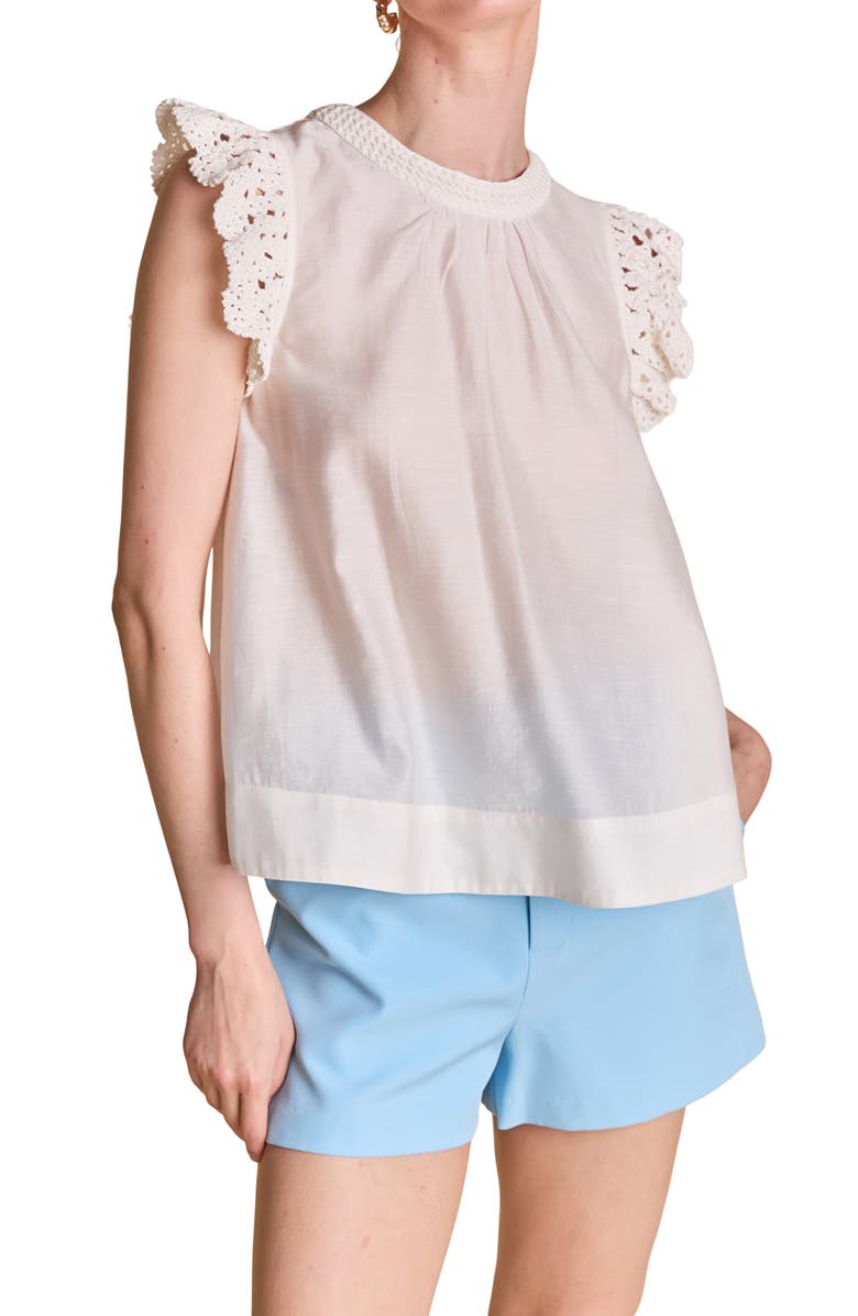 English Factory Stitch Detail Woven Shirt, Alternate, color, Off White