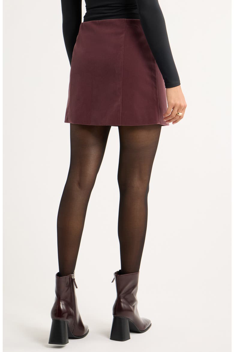Velvet Miniskirt, Alternate, color, BURGUNDY FUDGE