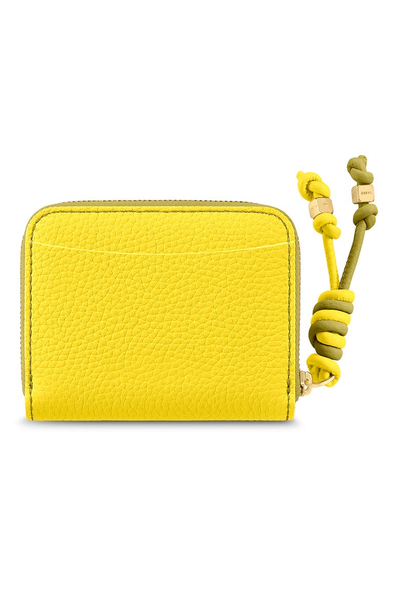 Small Leather Zipped Wallet, Alternate, color, Daisy Martini